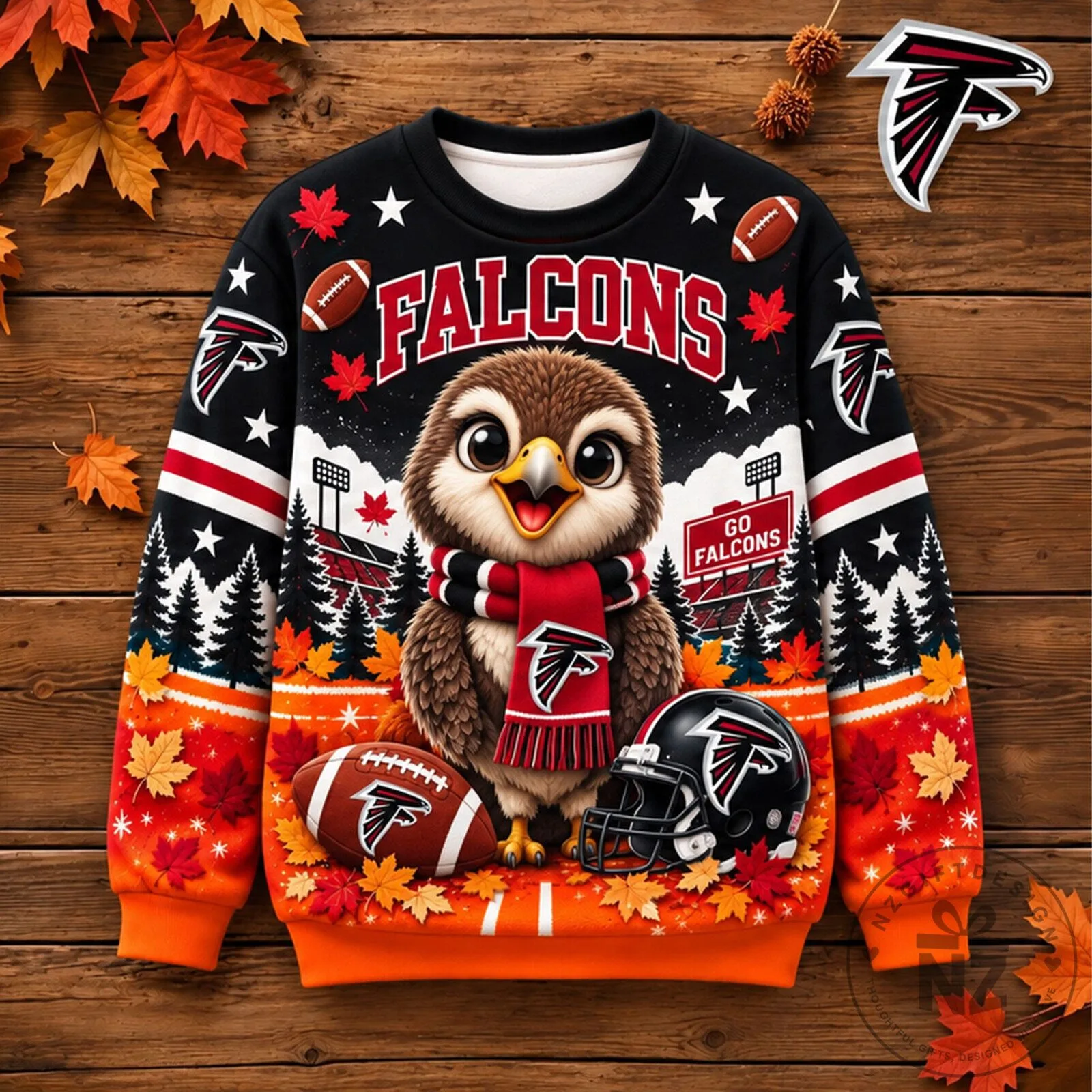 Atlanta Falcons Football Team Cute Owl Fan Ugly Christmas Sweater Sweatshirt