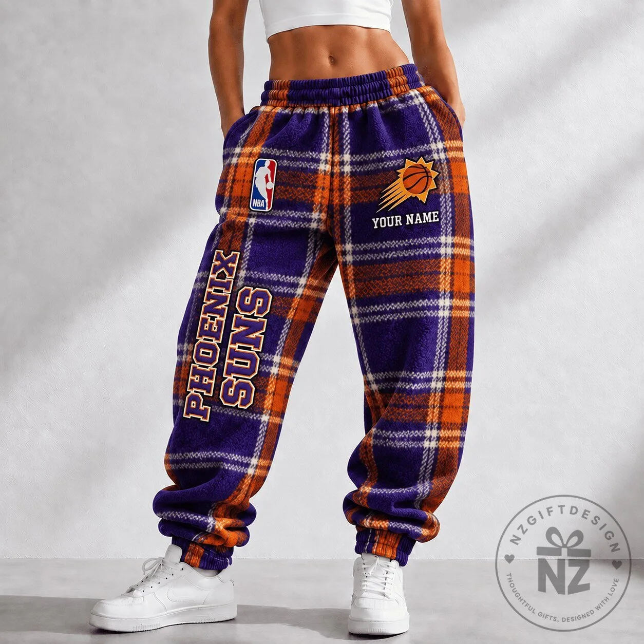 Phoenix Suns NBA Plaid Custom Name Jogger Pants