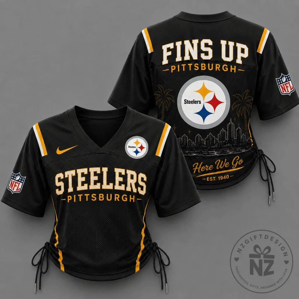 Pittsburgh Football Steelers Fins Up Lace-Up Women's Jersey