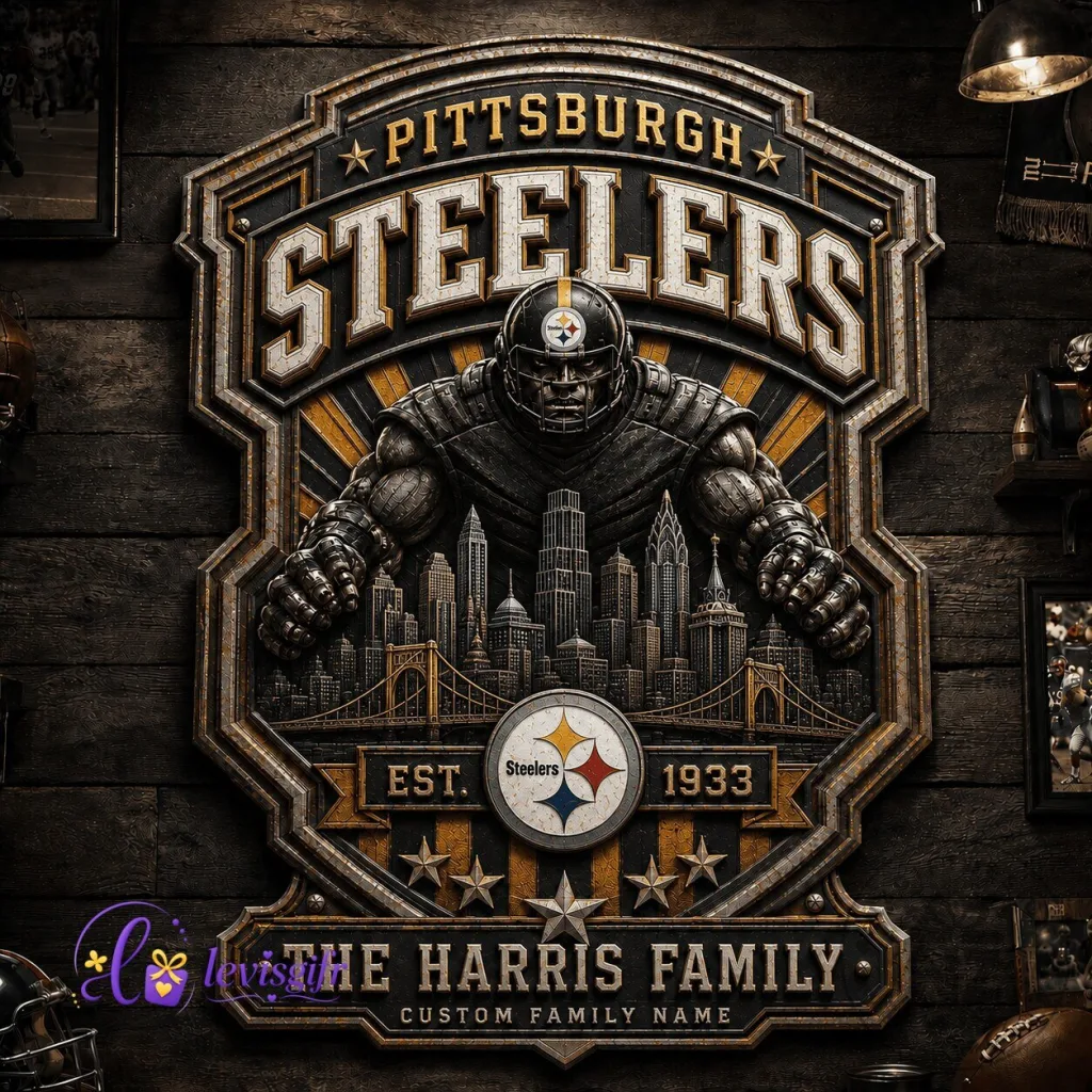 Pittsburgh Football Steelers Personalized Family Name Vintage Metal Sign Wall Art Pittsburgh Football Steelers Personalized Family Name Vintage Metal Sign Wall Art