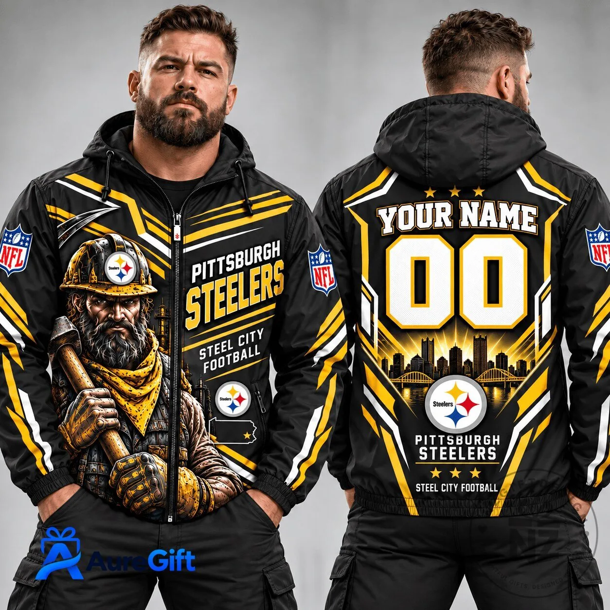 Pittsburgh Steelers Football Personalized Windbreaker Jacket
