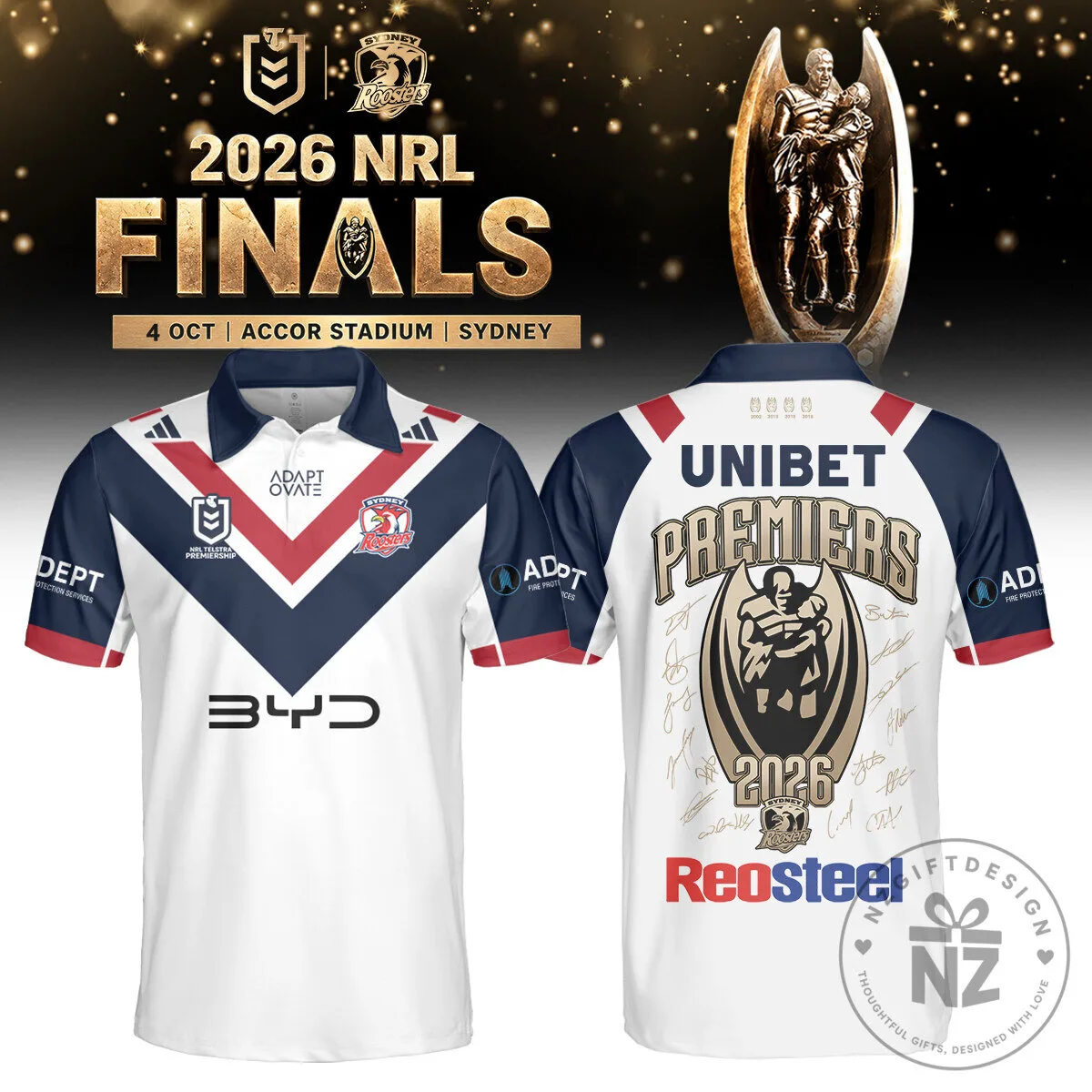 Sydney Roosters 2026 National Rugby League Finals Premiers Polo Shirt 2 Sydney Roosters 2026 National Rugby League Finals Premiers Polo Shirt