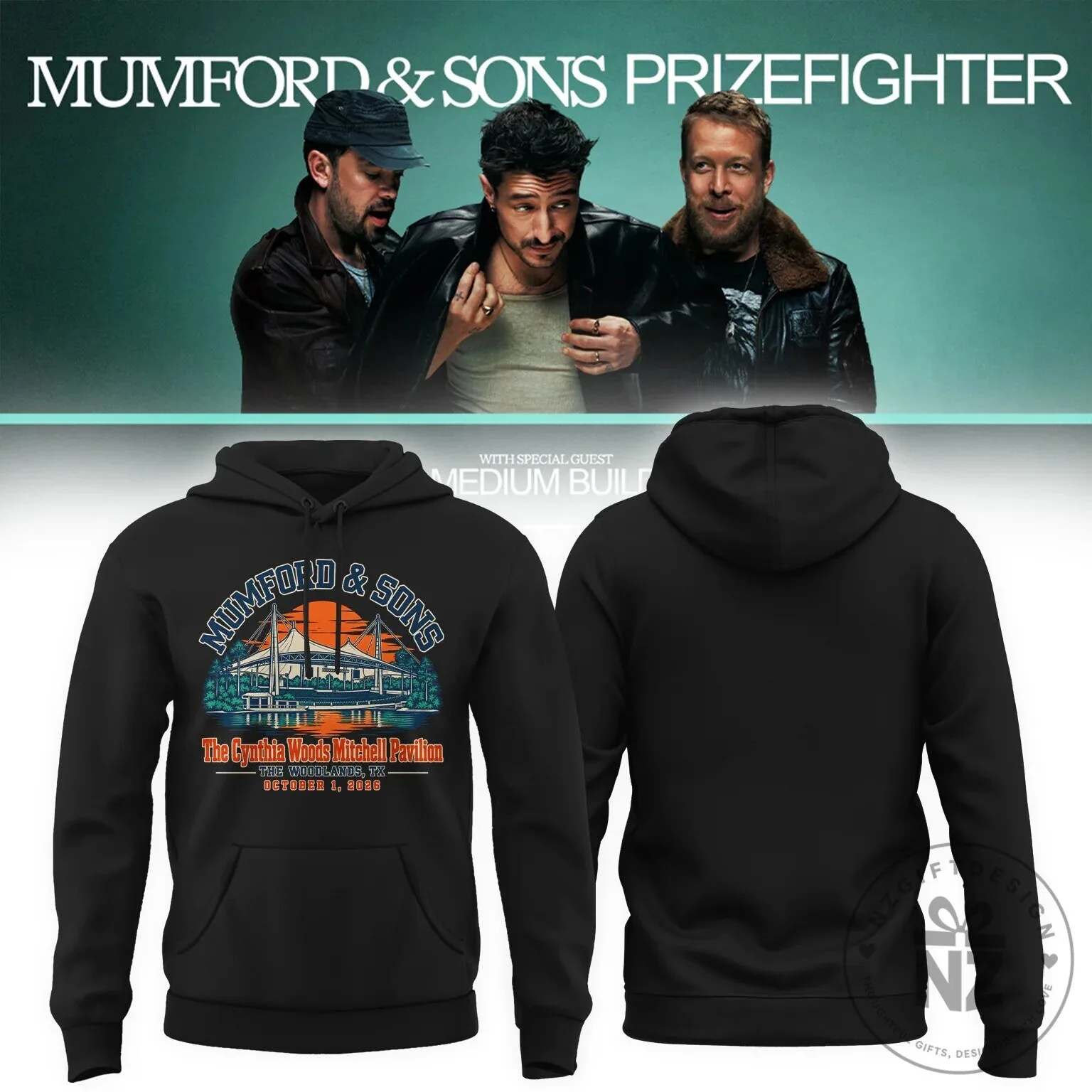 Mumford And Sons Prizefighter Tour The Woodlands Texas Concert Hoodie