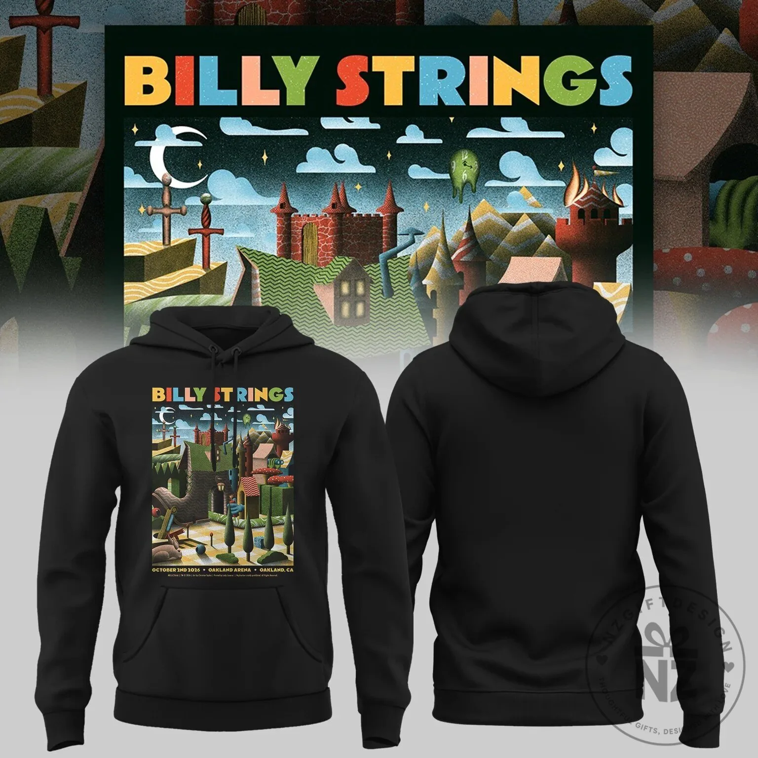 Billy Strings 2024 Oakland Arena Tour Black Hoodie