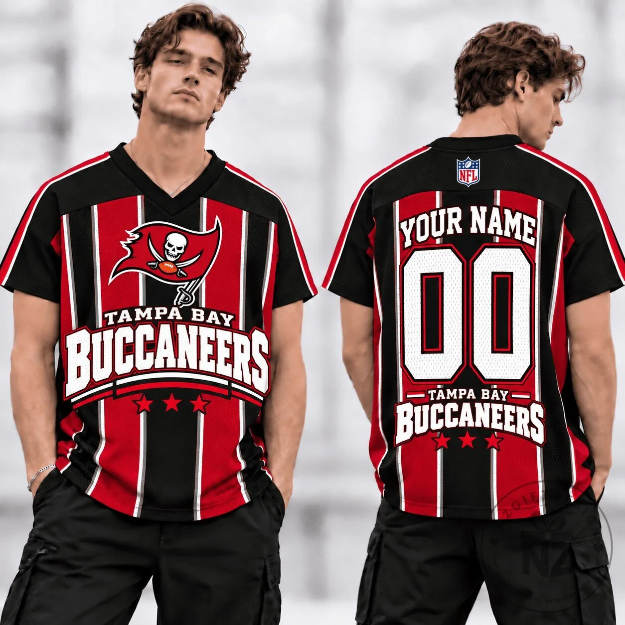 Tampa Bay Buccaneers Personalized NFL Football Team V-Neck Jersey