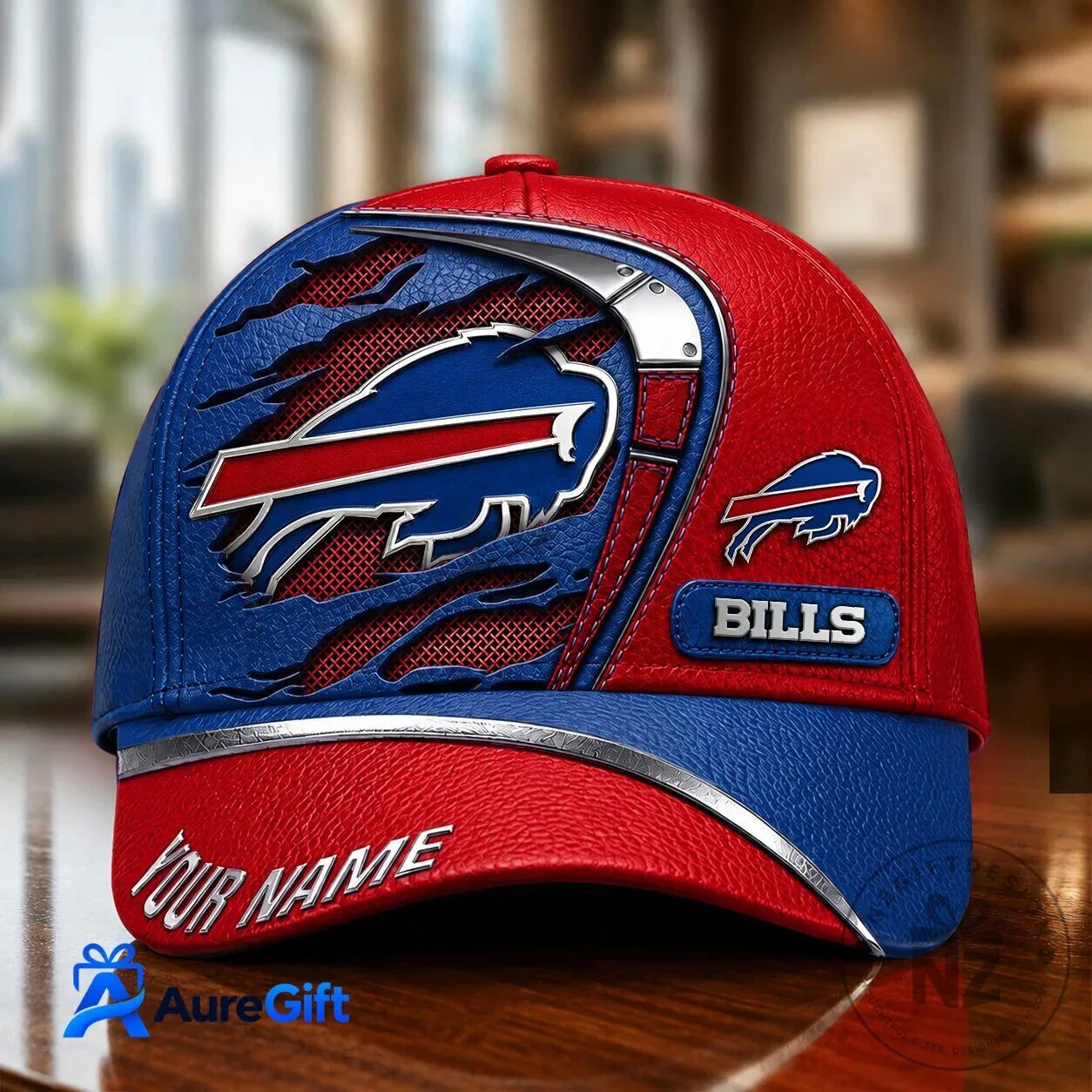 Buffalo Bills Custom Name Red And Blue Baseball Cap