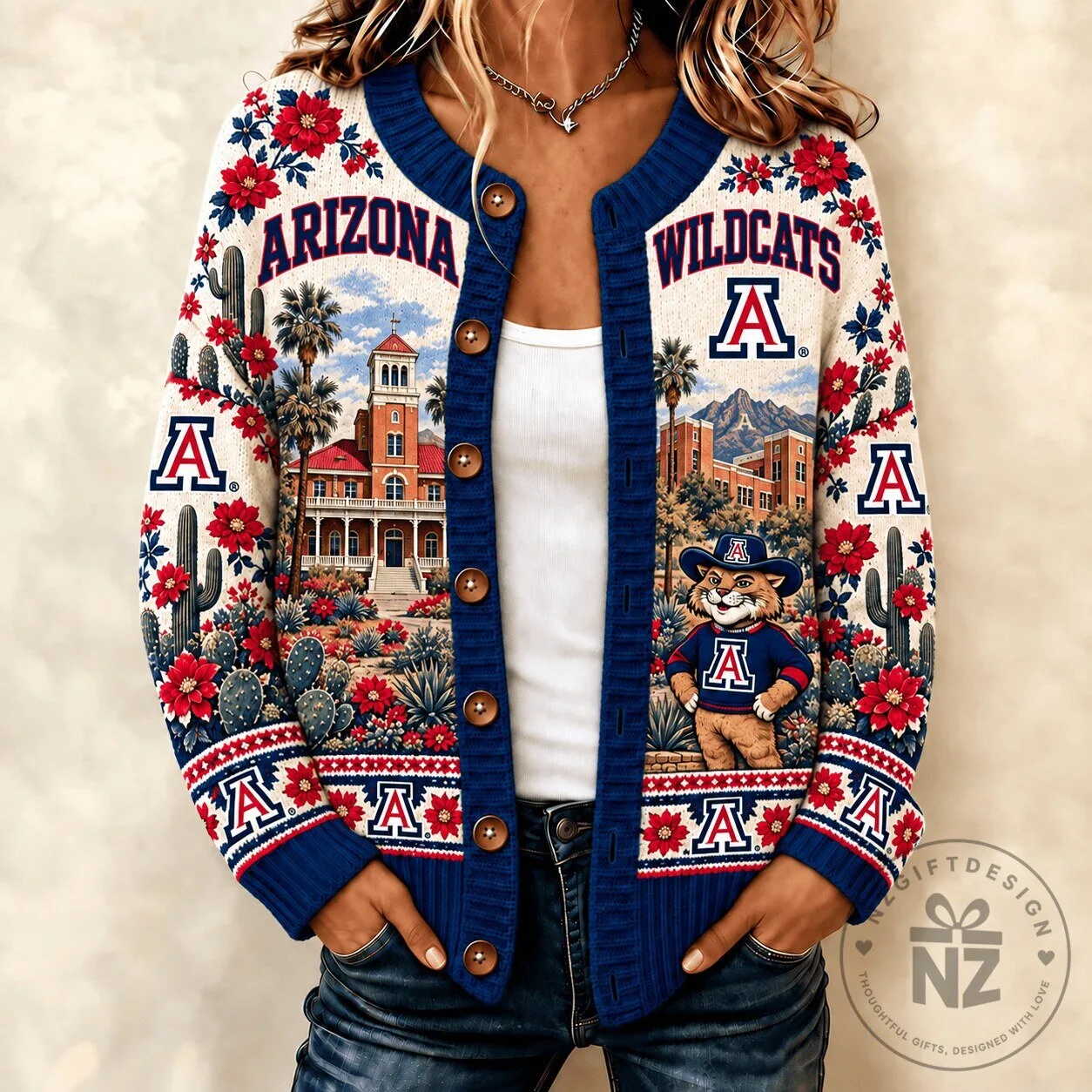 Arizona Wildcats Heritage Floral Cardigan Sweater
