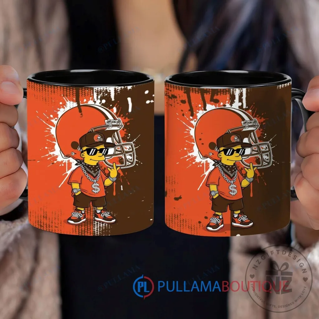 Cleveland Browns Bart Simpson Football Fan Art Coffee Mug Cleveland Browns Bart Simpson Football Fan Art Coffee Mug