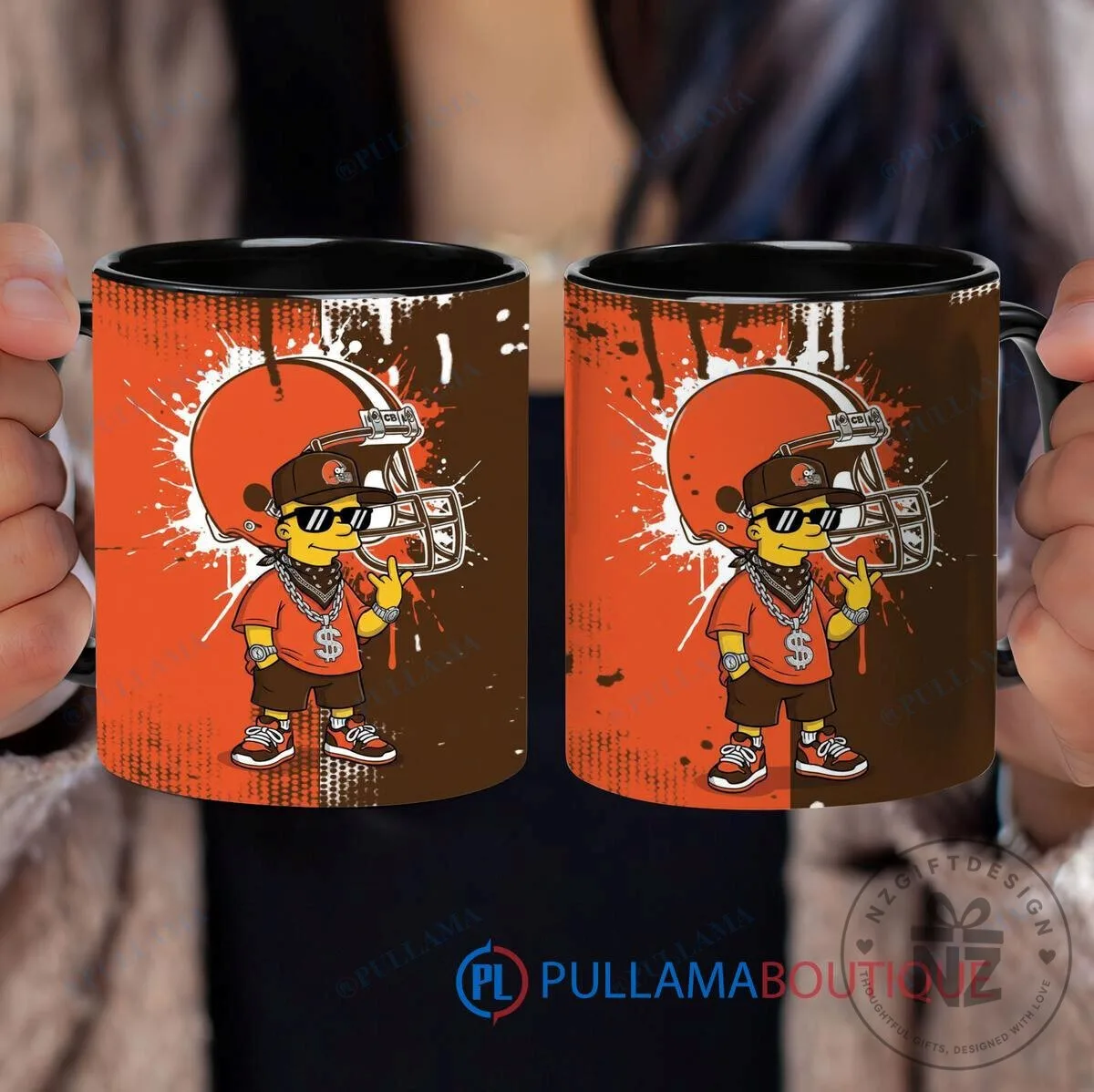 Cleveland Browns Bart Simpson Football Fan Art Coffee Mug
