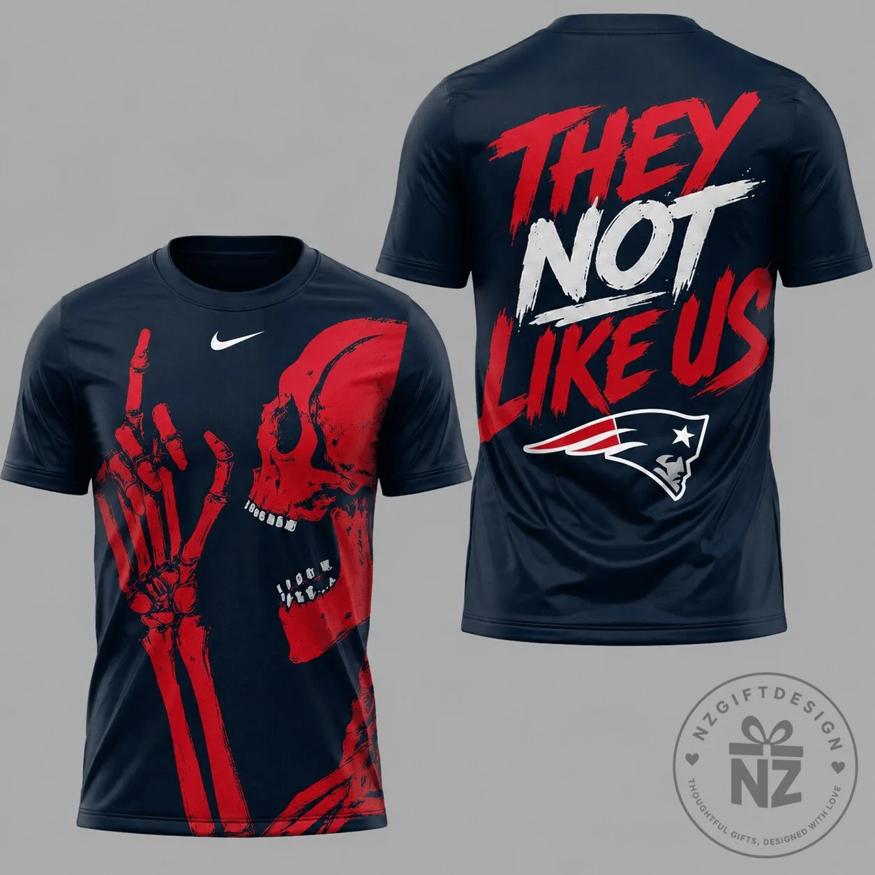 New England Patriots Skeleton Gesture Graphic Performance T-Shirt