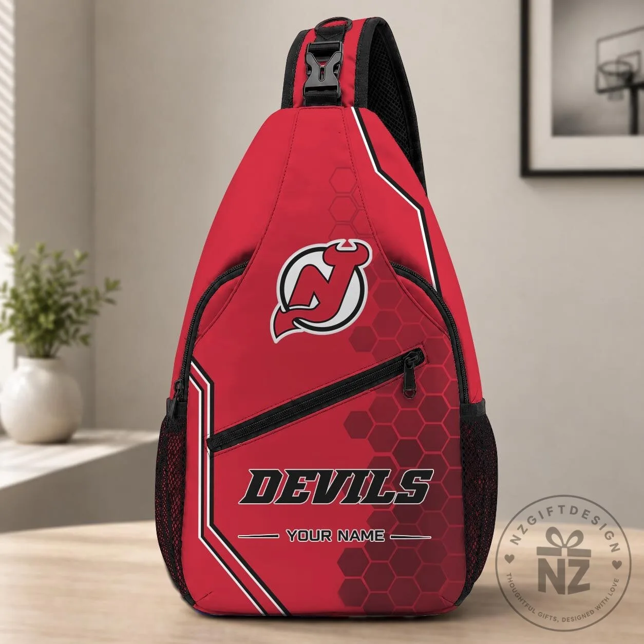 New Jersey Devils Personalized Crossbody Bag Chest Sling Backpack For Sports Fans