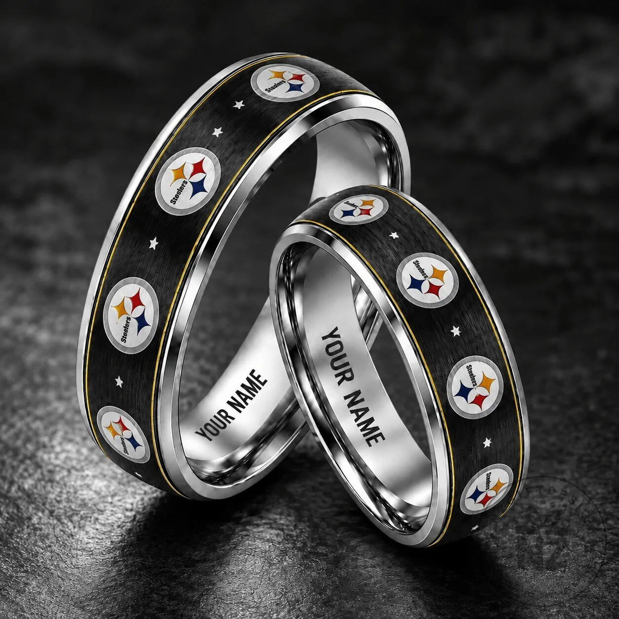 Pittsburgh Steelers Personalized Tungsten Steel Ring