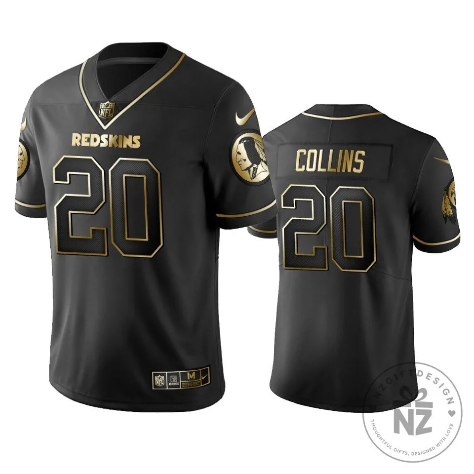 Washington Redskins Landon Collins Number 20 Black Golden Stitched Football Jersey