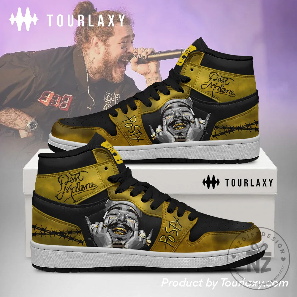 Post Malone Yellow Barbed Wire High Top Sneakers