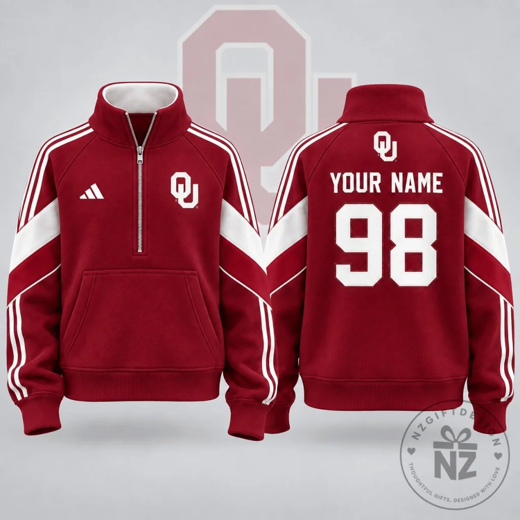 Oklahoma Sooners Personalized Victory Line Quarter Zip Sweatshirt Oklahoma Sooners Personalized Victory Line Quarter Zip Sweatshirt