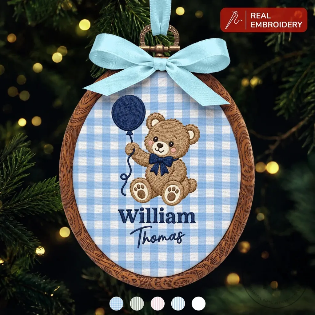 Personalized Baby's First Christmas Teddy Bear Embroidered Ornament Personalized Baby's First Christmas Teddy Bear Embroidered Ornament