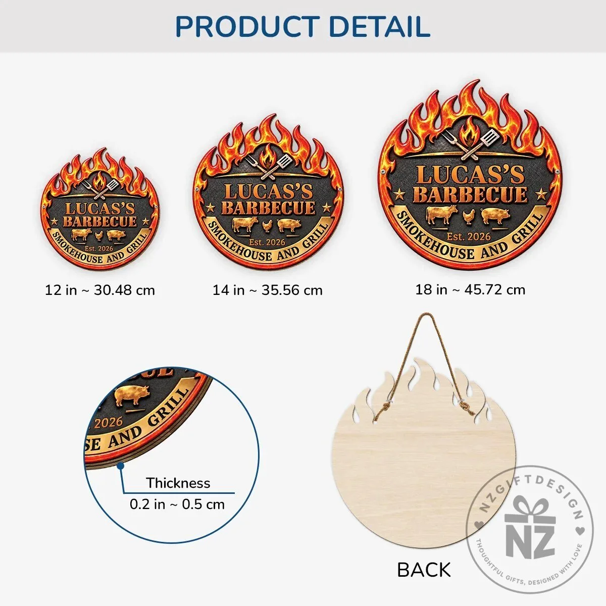 Personalized Barbecue Smokehouse and Grill Custom Name Round Metal Sign 8 Personalized Barbecue Smokehouse and Grill Custom Name Round Metal Sign