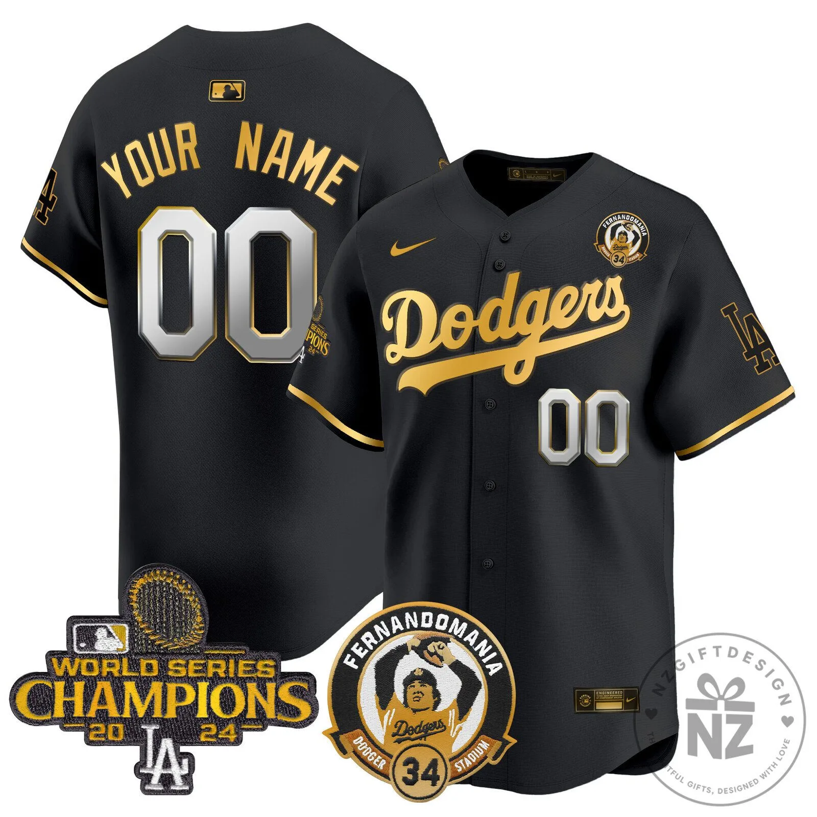 Fernando Valenzuela 2024 World Series Champions Jersey - Los Angeles Dodgers Baseball Gear
