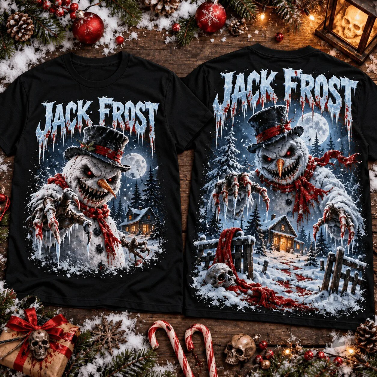 Jack Frost Winter Horror Snowman Monster Christmas Graphic T-Shirt