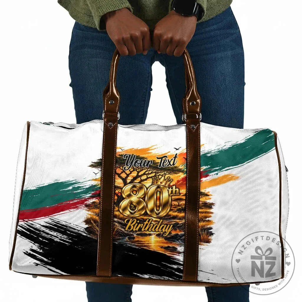 Personalized 80th Birthday African Safari Sunset Savanna Heritage Wildlife Travel Bag