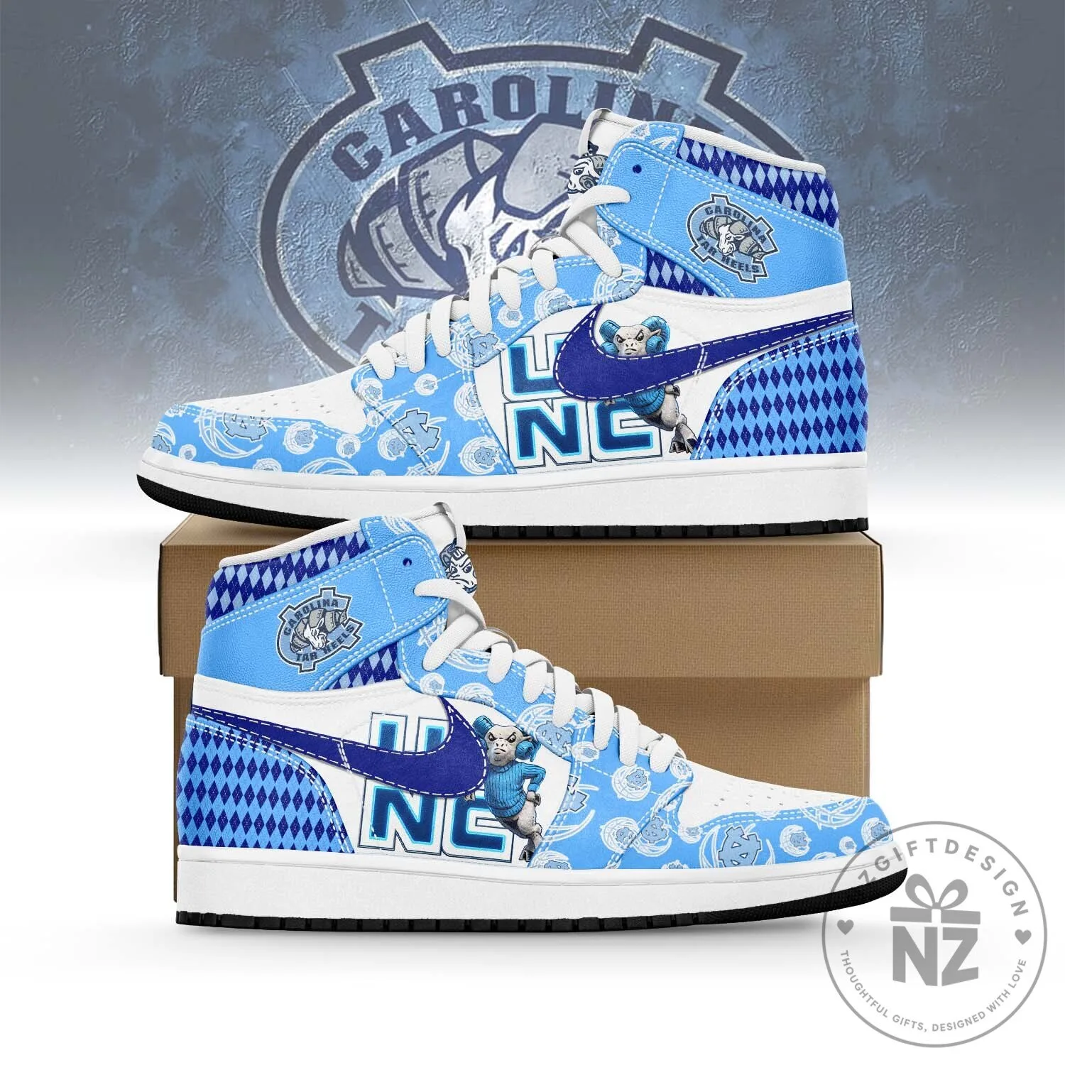North Carolina Tar Heels Custom Design High Top Sneakers Shoes 1 North Carolina Tar Heels Custom Design High Top Sneakers Shoes