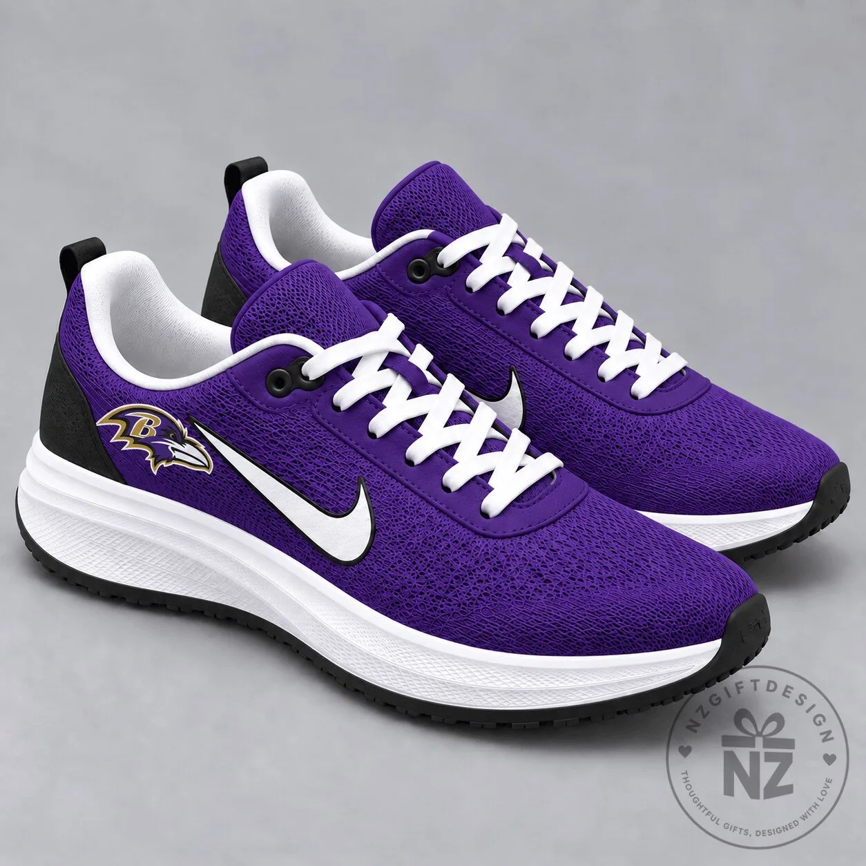 Baltimore Ravens NFL Football Team Purple Fan Edition Running Shoes