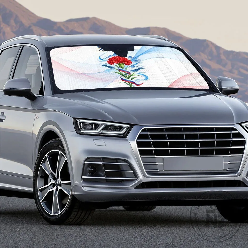 Slovenia Independence Day Red Carnation Flower Mount Triglav Flag Car Sunshade 5 Slovenia Independence Day Red Carnation Flower Mount Triglav Flag Car Sunshade