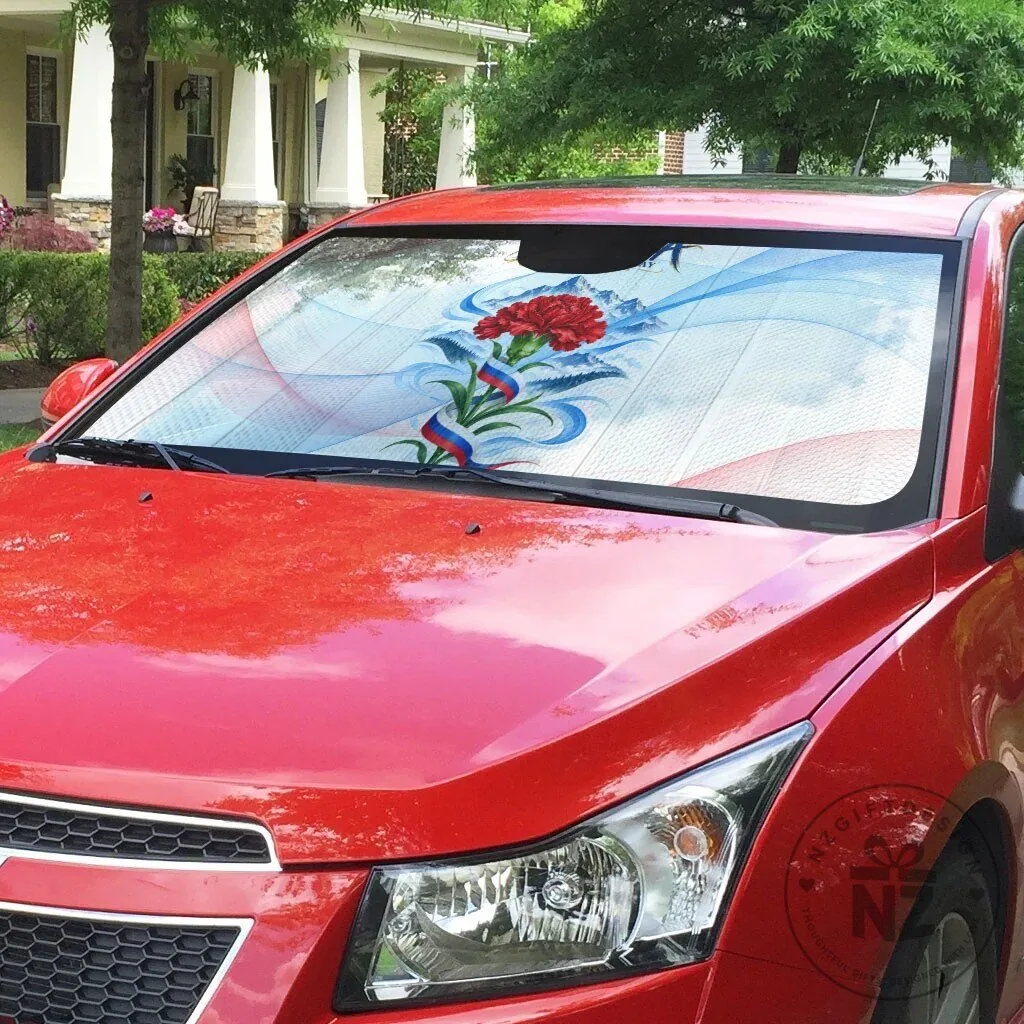 Slovenia Independence Day Red Carnation Flower Mount Triglav Flag Car Sunshade 6 Slovenia Independence Day Red Carnation Flower Mount Triglav Flag Car Sunshade