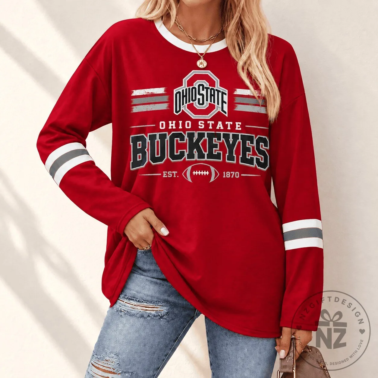 Ohio State Buckeyes Established 1870 Football Team Long Sleeve T-Shirt