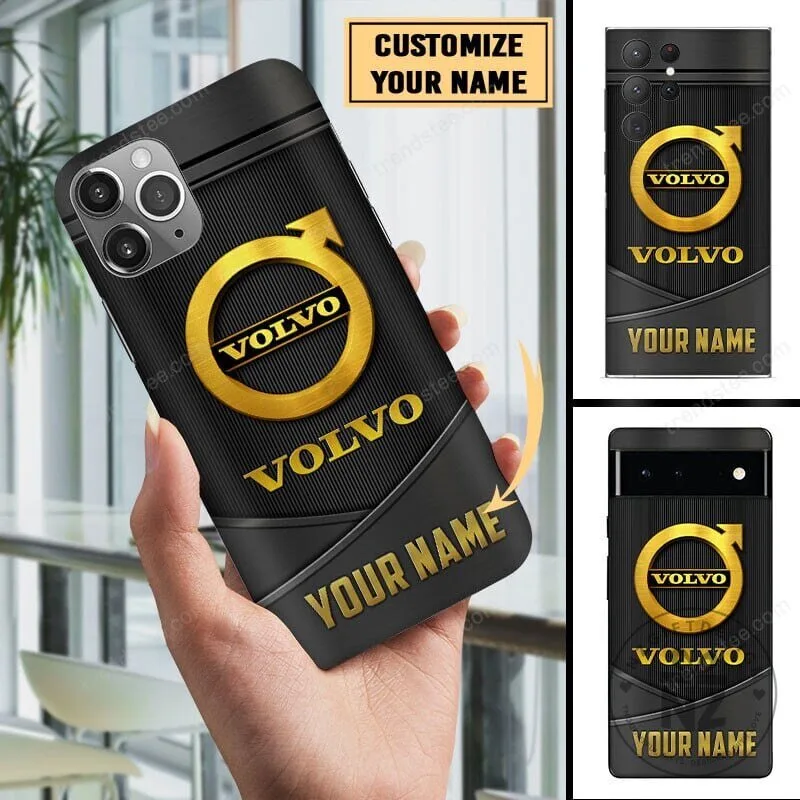 Volvo Gold Logo Custom Name Black Phone Case 2 Volvo Gold Logo Custom Name Black Phone Case