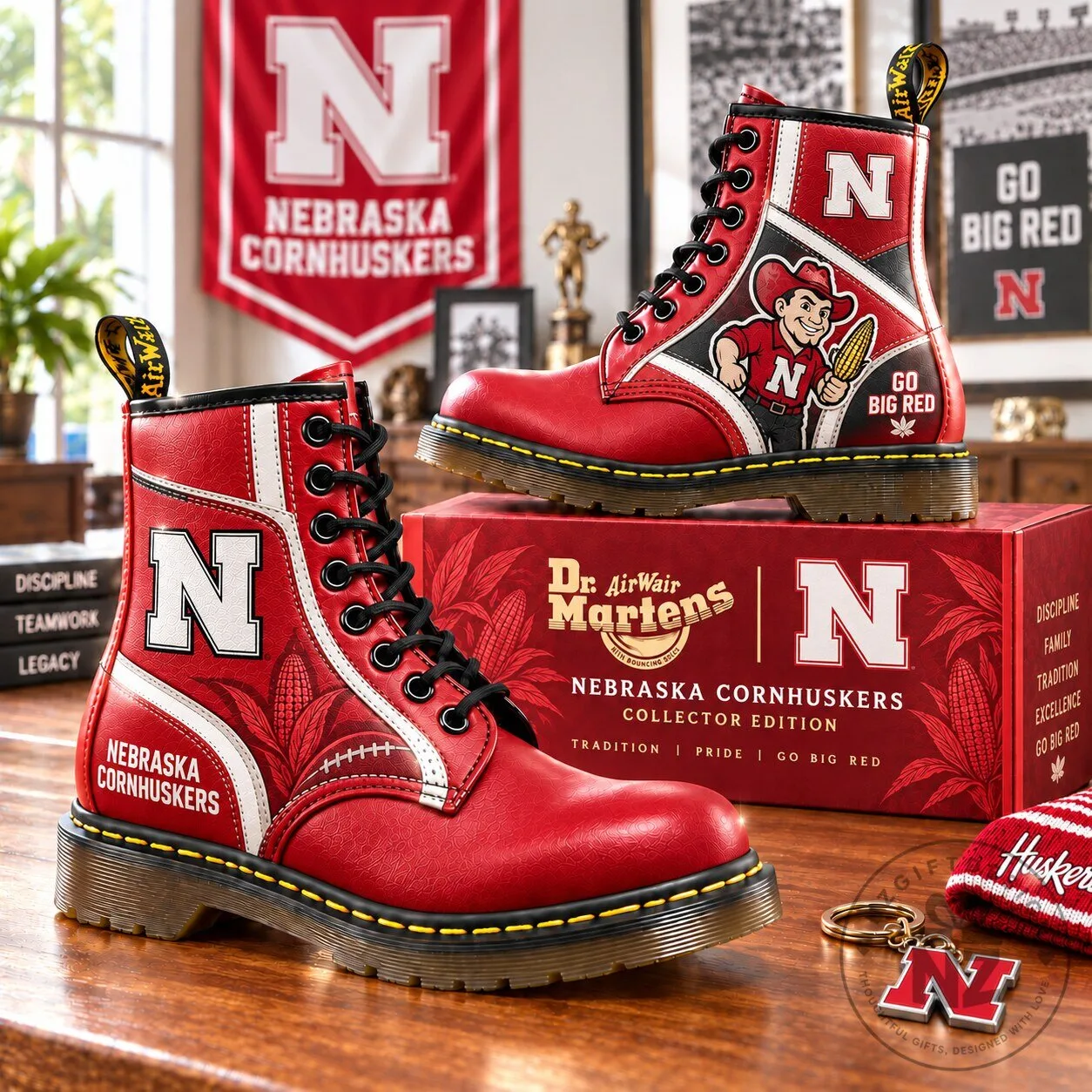 Nebraska Cornhuskers Dr. Martens Lace-Up Boots