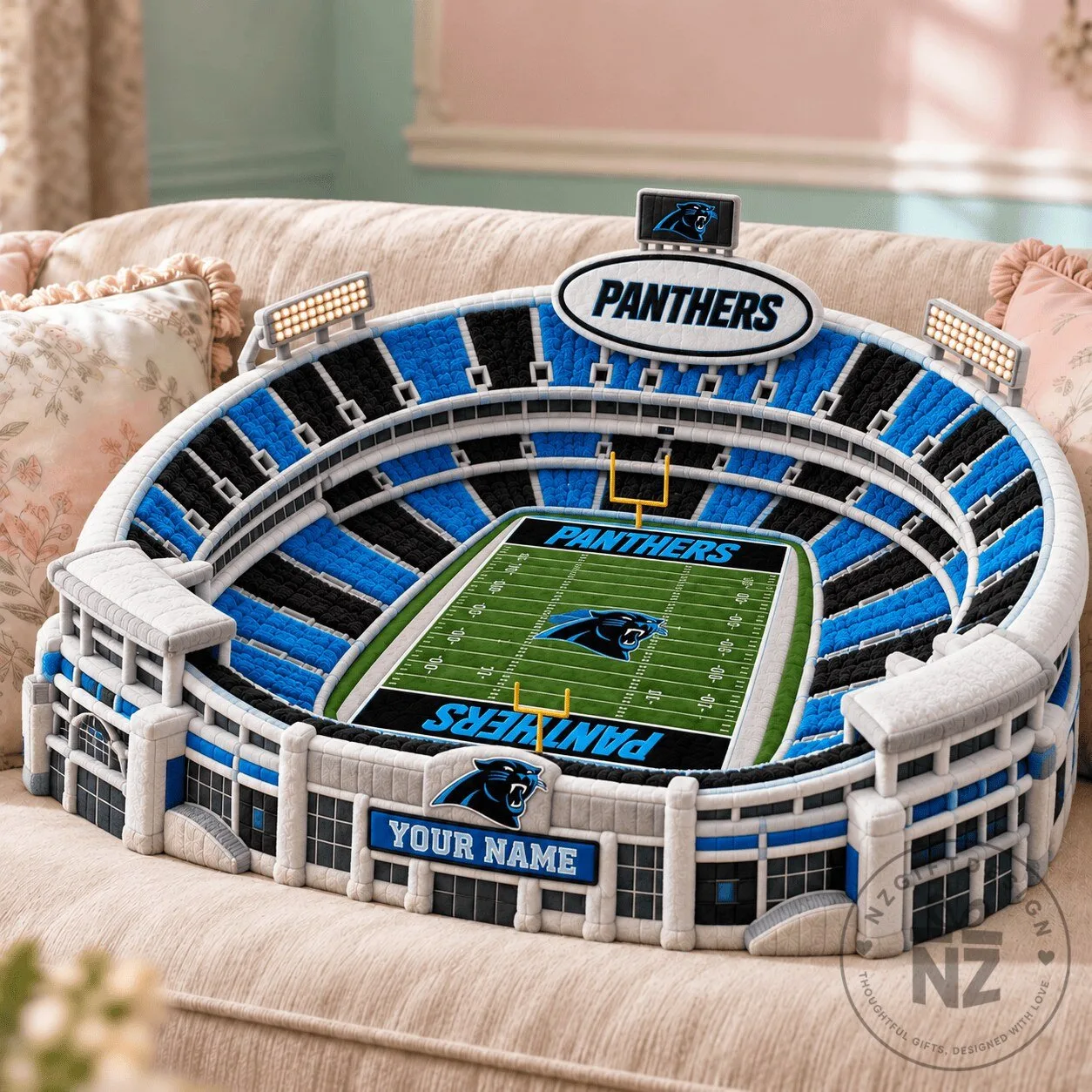Carolina Panthers NFL Football Stadium Shaped Throw Pillow 5 Carolina Panthers NFL Football Stadium Shaped Throw Pillow