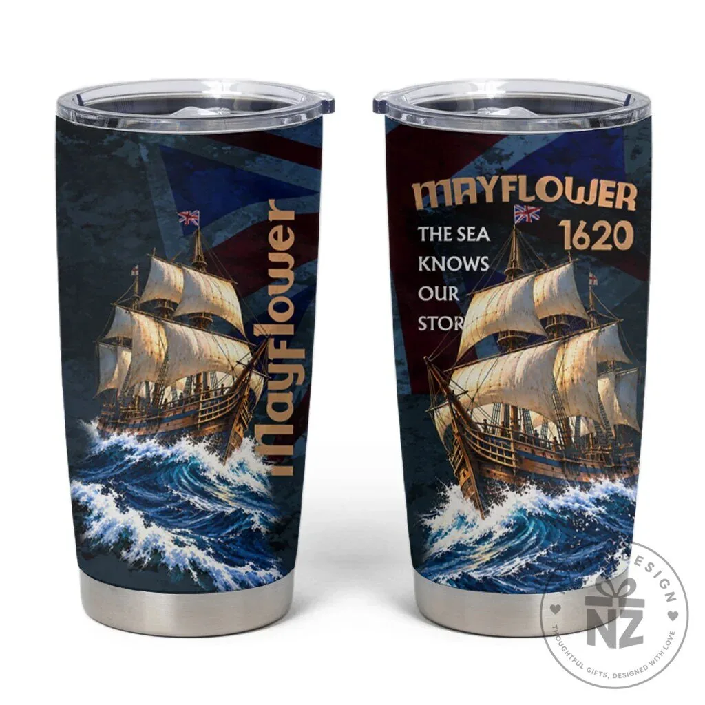 Mayflower 1620 Ship Vintage Nautical Ocean Waves Art Stainless Steel Tumbler 2 Mayflower 1620 Ship Vintage Nautical Ocean Waves Art Stainless Steel Tumbler