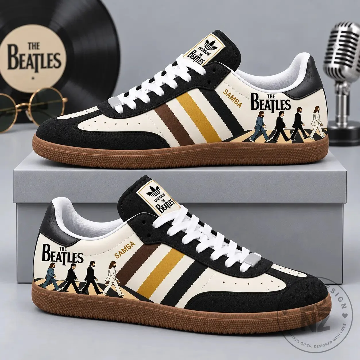 The Beatles Abbey Road Album Cover Graphic Adidas Samba Classic Rock Shoes