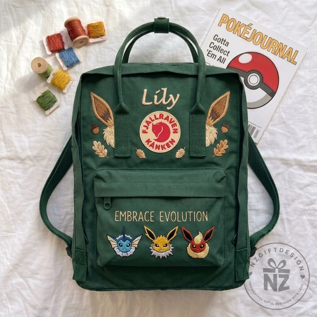 Pokemon Eevee Evolution Fjallraven Kanken Embroidered Backpack 17 Pokemon Eevee Evolution Fjallraven Kanken Embroidered Backpack