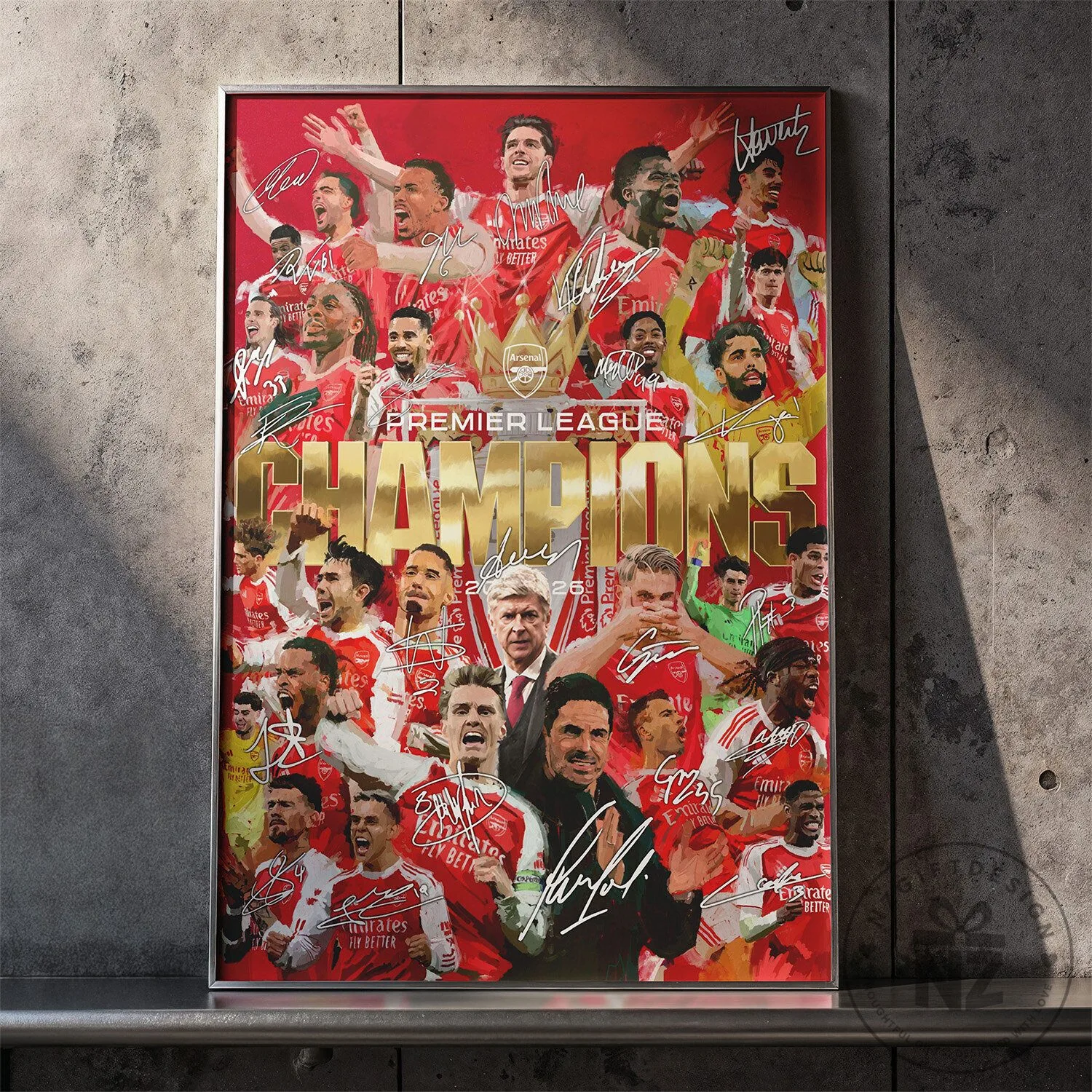 Arsenal Premier League Champions 2023 Signed Team Commemorative Poster