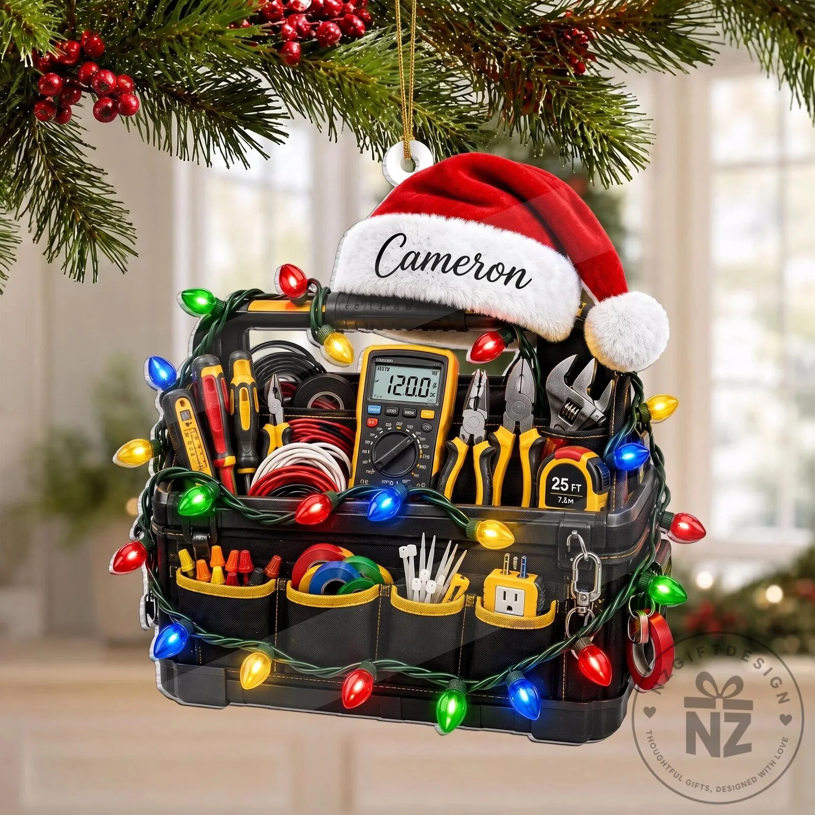 Personalized Electrician Tool Bag Christmas Tree Ornament