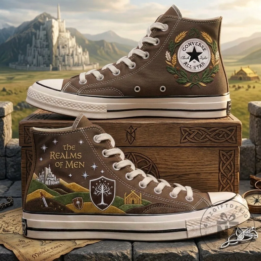 Lord of the Rings The Realms of Men Embroidered High-Top Sneakers 3 Lord of the Rings The Realms of Men Embroidered High-Top Sneakers