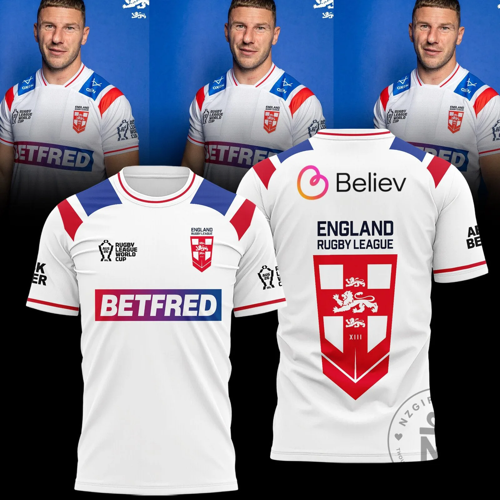 England Rugby League World Cup 2026 White Home Kit Rugby Jersey 1 England Rugby League World Cup 2026 White Home Kit Rugby Jersey
