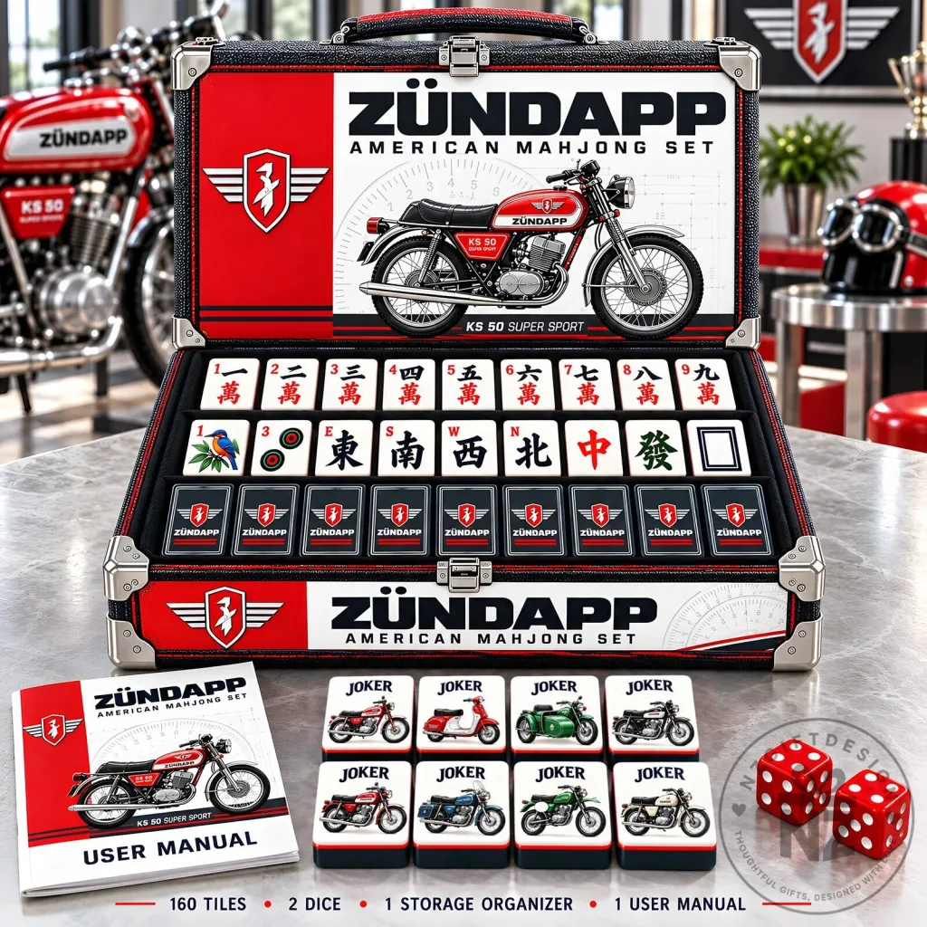 Zundapp American Mahjong Set with KS 50 Super Sport Motorcycle Design Zundapp American Mahjong Set with KS 50 Super Sport Motorcycle Design