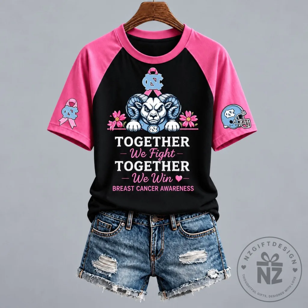 North Carolina Tar Heels Breast Cancer Awareness Together We Fight Together We Win T-Shirt North Carolina Tar Heels Breast Cancer Awareness Together We Fight Together We Win T-Shirt