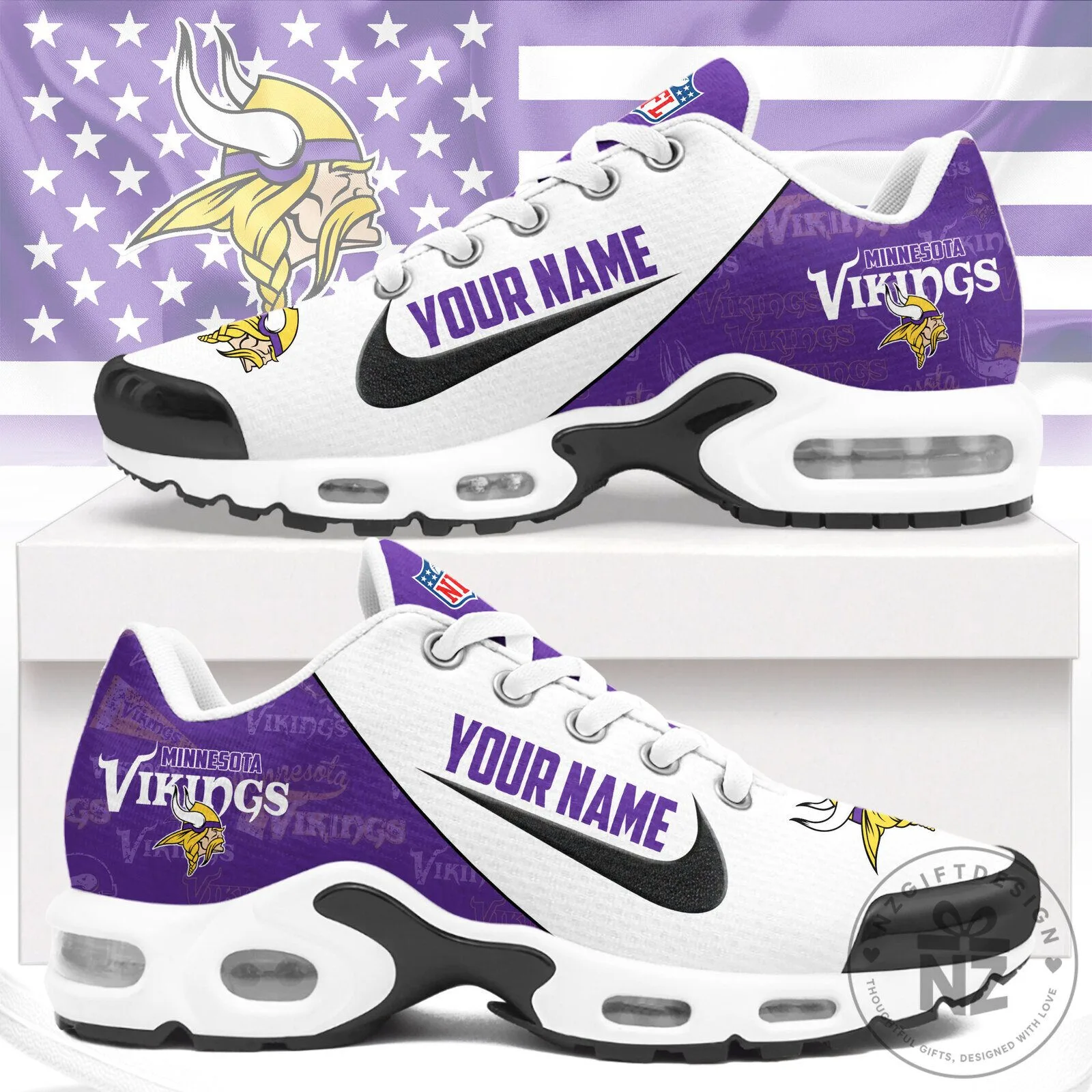 Minnesota Vikings Custom Name Running Shoes for Men and Women