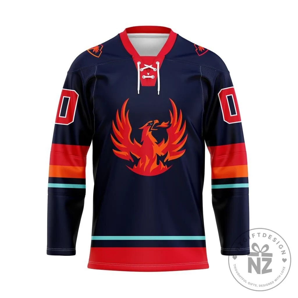 Coachella Valley Firebirds Personalized Navy Blue Hockey Jersey 2 Coachella Valley Firebirds Personalized Navy Blue Hockey Jersey