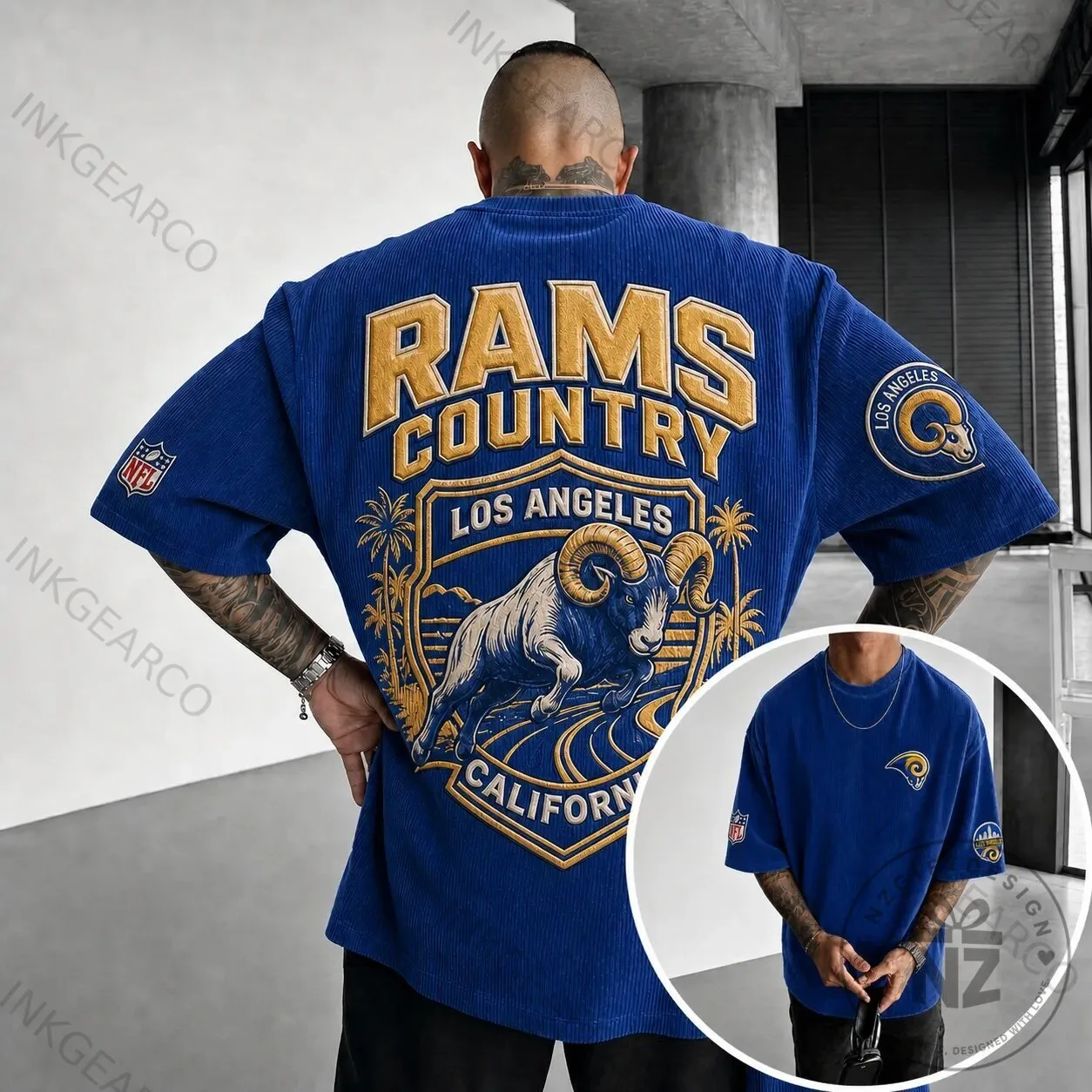 Los Angeles Rams Country Football Team Blue Oversized Short-Sleeve T-Shirt