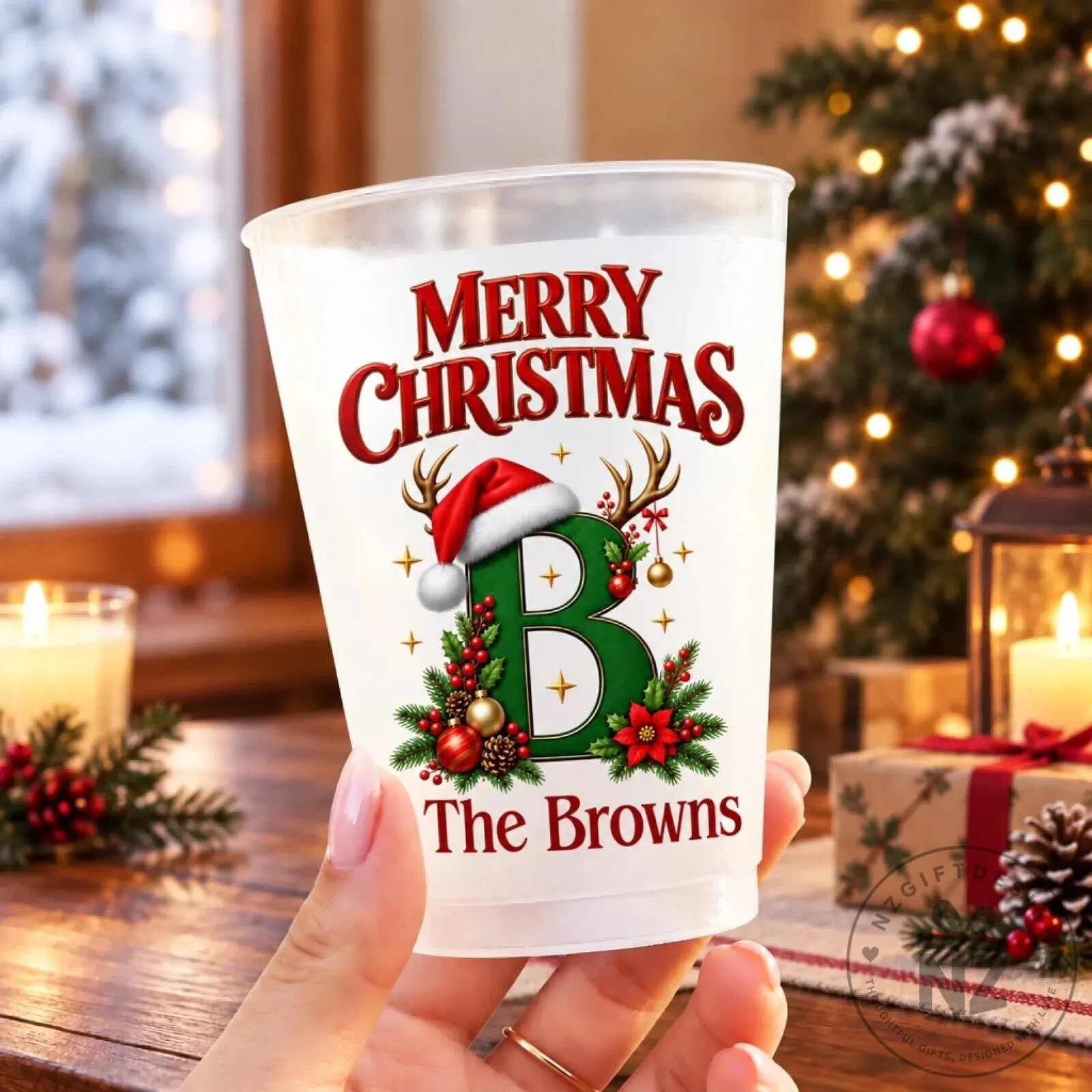 Personalized Christmas Monogram Family Name Frosted Party Cups 7 Personalized Christmas Monogram Family Name Frosted Party Cups