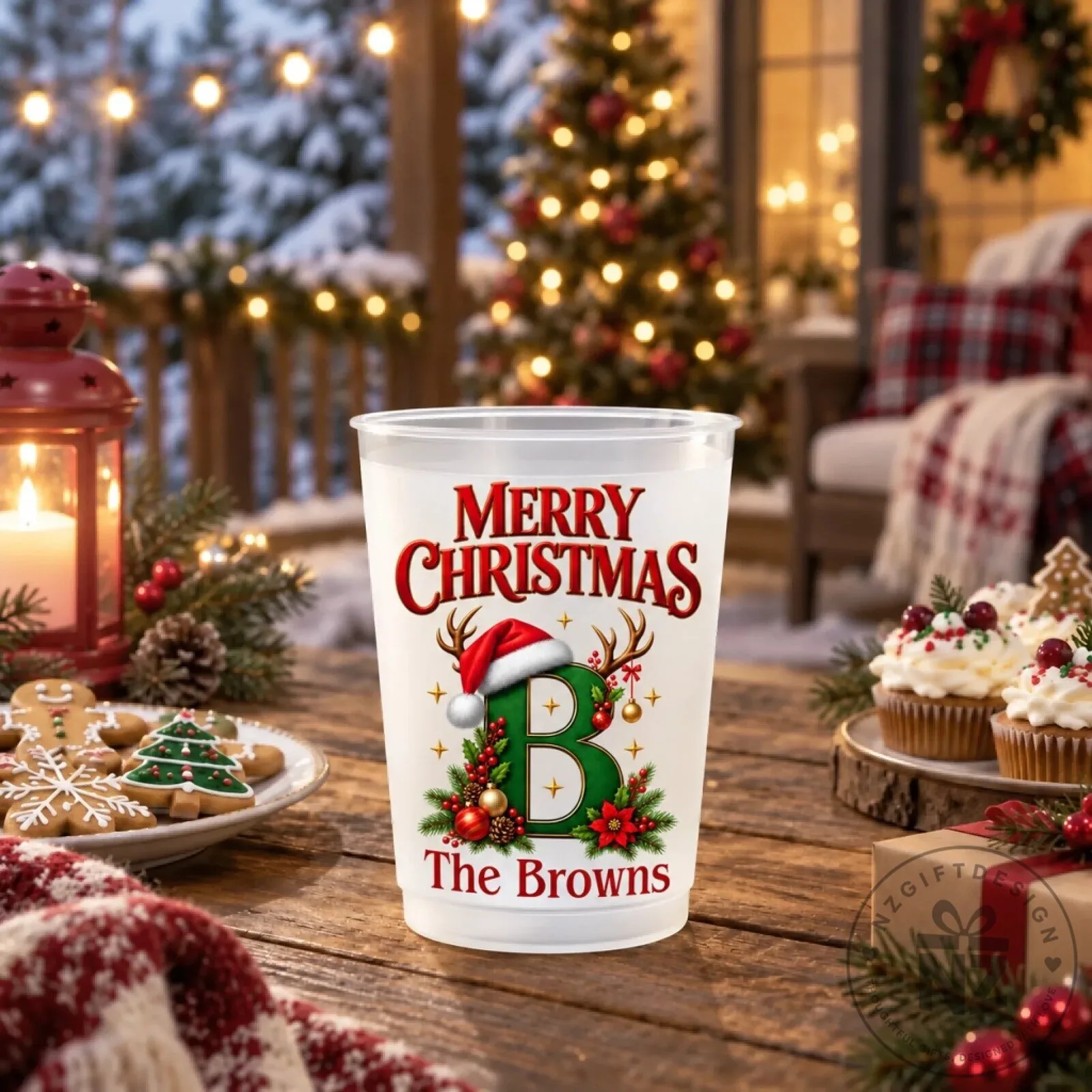 Personalized Christmas Monogram Family Name Frosted Party Cups 8 Personalized Christmas Monogram Family Name Frosted Party Cups