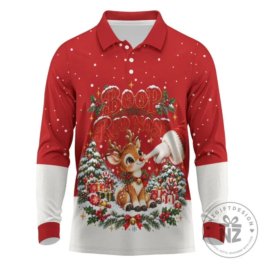Boop The Red Nose Reindeer Christmas Festive Vintage Winter Long Sleeve Polo Shirt 8 Boop The Red Nose Reindeer Christmas Festive Vintage Winter Long Sleeve Polo Shirt