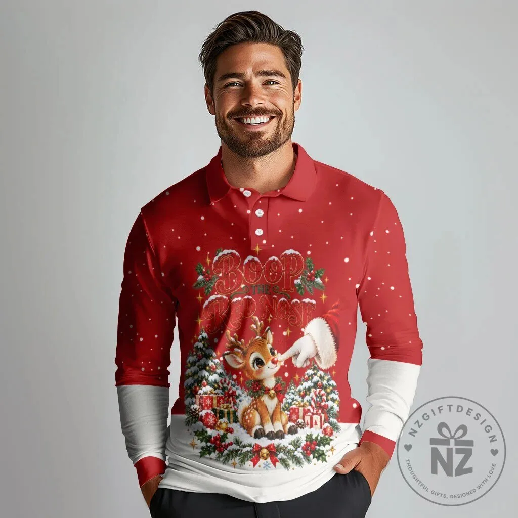 Boop The Red Nose Reindeer Christmas Festive Vintage Winter Long Sleeve Polo Shirt 10 Boop The Red Nose Reindeer Christmas Festive Vintage Winter Long Sleeve Polo Shirt