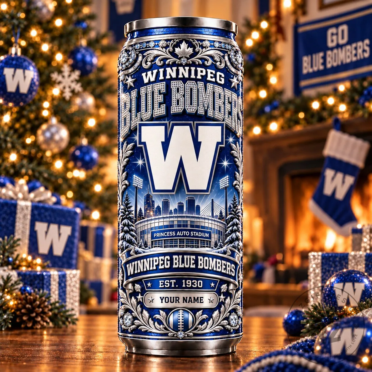 Winnipeg Blue Bombers Princess Auto Stadium Personalized Can Tumbler 1 Winnipeg Blue Bombers Princess Auto Stadium Personalized Can Tumbler