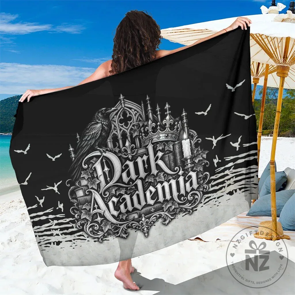 Dark Academia Raven Gothic Literature Vintage Bookish Aesthetic Beach Towel
